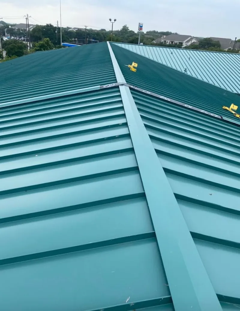 Green commercial metal roof ridge and valley for Metal Roof Repair in Hazlet